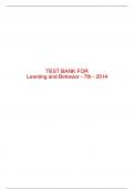 Test Bank For Learning and Behavior - 7th - 2014 All Chapters - 9781111834968