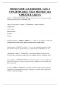 Interpersonal Communication - Quiz 4 UPDATED Actual Exam Questions and  CORRECT Answers
