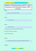 Midterm Pathophysiology WCU Latest  Questions And Answers Rated 100&percnt;  Correct