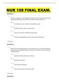 NUR 108 Final Exam Question And Answers ( 100% Satisfied) A graded