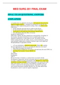 MED SURG 201 FINAL EXAM QUESTIONS, ANSWERS (EXPLAINED)-Updated Test Bank (2019/2020) West Coast University.