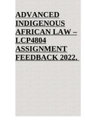 LCP4804 - Advanced Africans Indigenous Law ASSIGNMENT FEEDBACK 2022.  