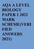 AQA A LEVEL BIOLOGY PAPER 1 2021 MARK SCHEME(VERI FIED ANSWERS 2021)