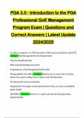 PGA 3&period;0 - Introduction to the PGA Professional Golf Management Program Exam &vert; Questions and Correct Answers &vert; Latest Update 2024&sol;2025