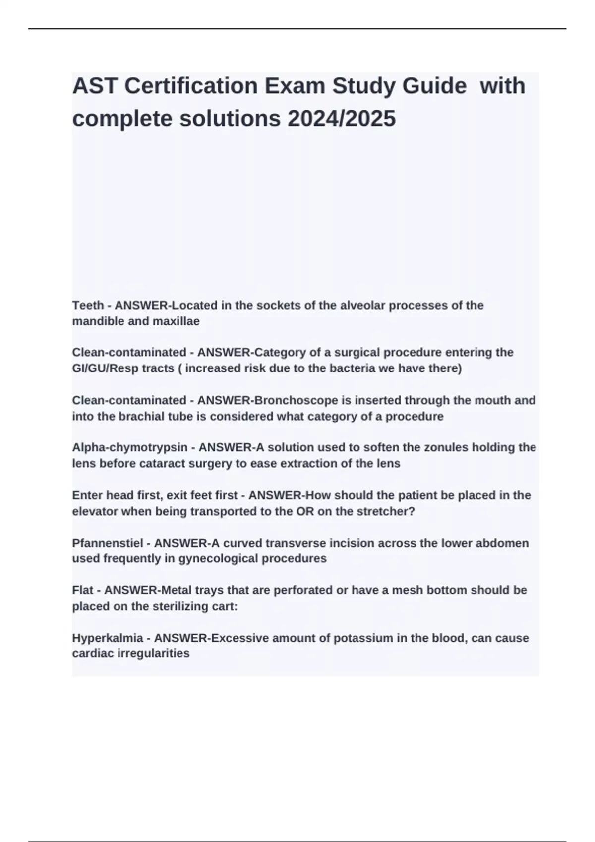 AST Certification Exam Study Guide with complete solutions 2024_2025 ...