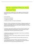 Biology 420 HESI GERIATRICS 2020 with Answers
