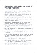 PLUMBING LEVEL 1 QUESTIONS WITH VERIFIED ANSWERS&period;