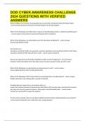 DOD CYBER AWARENESS CHALLENGE 2024 QUESTIONS WITH VERIFIED ANSWERS