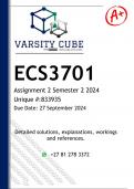 ECS3701 Assignment 2 &lpar;DETAILED ANSWERS&rpar; Semester 2 2024 - DISTINCTION GUARANTEED