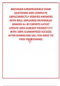 MICHIGAN JURISPRUDENCE EXAM  QUESTIONS AND COMPLETE 100&percnt;CORRECTLY VERIFIED ANSWERS  WITH WELL EXPLAINED RATIONALES GRADED A&plus; BY EXPERTS LATEST UPDATE 2024 ALREADY PASSED&excl;&excl;&excl;&excl;&excl;&excl;&excl; WITH 100&percnt; GUARANTEED SUCCESS AFTER DOWNLOAD &lpar;ALL YOU NEED TO PASS YOUR EXAMS&rpar;