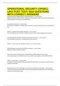 OPERATIONAL SECURITY &lpar;OPSEC&rpar; &lpar;JKO POST TEST&rpar; 2024 QUESTIONS WITH CORRECT ANSWERS
