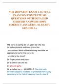 NUR 280 PATHO EXAM 1 ACTUAL  EXAM 2024 COMPLETE 300  QUESTIONS WITH DETAILED  VERIFIED ANSWERS &lpar;100&percnt;  CORRECT ANSWERS&rpar; &sol;ALREADY  GRADED A&plus; 