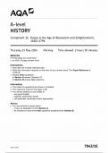 AQA A LEVEL HISTORY COMPONENT 1E QUESTION PAPER 2024 &lpar;7042&sol;1E &colon;Russia In the Age of Absolutism and Enlightment &rpar;