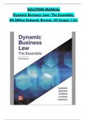 SOLUTION MANUAL for Dynamic Business Law&colon; The Essentials&comma; 5th Edition Kubasek&comma; Browne&comma; Herron&comma; All 1-25 Chapters Covered &comma;Latest Edition