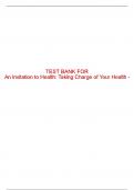 Test Bank For An Invitation to Health&colon; Taking Charge of Your Health - 19th - 2021 All Chapters - 9780357136799