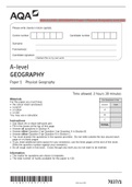 AQA A LEVEL GEOGRAPHY Paper 1 Physical Geography June 2021