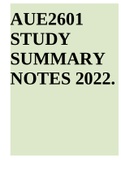 AUE2601 STUDY SUMMARY NOTES 2022.