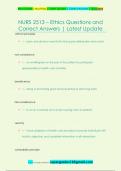 NURS 2513 &ndash; Ethics Questions and  Correct Answers &vert; Latest Update