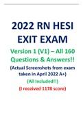 2022 RN HESI EXIT EXAM - Version 1 (V1) All  160 Qs & As Included - Guaranteed Pass A+!!! (All Brand New Q&A Pics Included)