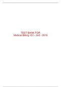 Test Bank For Medical Billing 101 - 2nd - 2016 All Chapters - 9781133936749