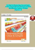 TEST BANK PHARMACOLOGY CLEAR AND SIMPLE - A Guide to Drug Classifications and Dosage Calculations By Cynthia Watkins ISBN- 9780803666528 &vert; Complete Guide 2022&sol;23