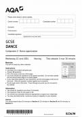 AQA GCSE DANCE QUESTION PAPER 2024 8236&sol;W&lpar;Component 2 Dance appreciation&rpar;