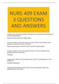NURS 409 EXAM 3 QUESTIONS AND ANSWERS