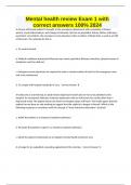 Mental health review Exam 1 with correct answers 100&percnt; 2024