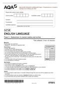 AQA GCSE ENGLISH LANGUAGE Paper 1 Explorations in Creative  reading and writting  June 2021