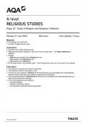AQA A Level Religious Studies Paper 2C June 2024 QUESTION PAPER-7062&sol;2C