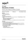AQA A Level Religious Studies Paper 2B June 2024 QUESTION PAPER-7062&sol;2B