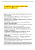Principles of Real Estate II Final Exam Questions And Answers