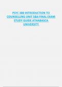 PSYC 388 INTRODUCTION TO  COUNSELLING UNIT 5&6 FINAL EXAM  STUDY GUIDE ATHABASCA  UNIVERSITY