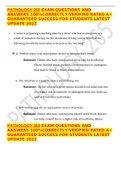 PATHOLOGY 265 EXAM QUESTIONS AND ANSWERS 100&percnt;CORRECTLY&sol;VERIFIED RATED A&plus; GUARANTEED SUCCESS FOR STUDENTS LATEST UPDATE 2022