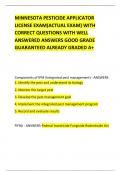 MINNESOTA PESTICIDE APPLICATOR LICENSE EXAM&lpar;ACTUAL EXAM&rpar; WITH CORRECT QUESTIONS WITH WELL ANSWERED ANSWERS GOOD GRADE GUARANTEED ALREADY GRADED A&plus; 