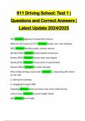 911 Driving School&colon; Test 1 &vert; Questions and Correct Answers &vert; Latest Update 2024&sol;2025