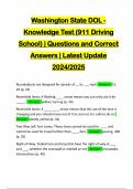 Washington State DOL - Knowledge Test &lpar;911 Driving School&rpar; &vert; Questions and Correct Answers &vert; Latest Update 2024&sol;2025