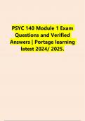 PSYC 140 Module 1 Exam Questions and Verified Answers &vert; Portage learning latest 2024&sol; 2025&period;
