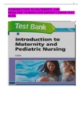 INTRODUCTION TO MATERNITY AND PEDIATRIC NURSING 8TH EDITION LEIFER TEST BANK (A+ Rated Solution Guide, Newly Updated with all chapters Available)