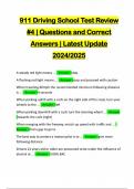 911 Driving School Test Review &num;4 &vert; Questions and Correct Answers &vert; Latest Update 2024&sol;2025