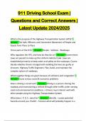 911 Driving School Exam &vert; Questions and Correct Answers &vert; Latest Update 2024&sol;2025