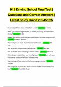 911 Driving School Final Test &vert; Questions and Correct Answers &vert; Latest Study Guide 2024&sol;2025