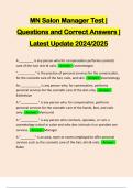 MN Salon Manager Test &vert; Questions and Correct Answers &vert; Latest Update 2024&sol;2025