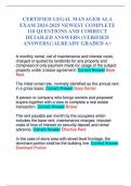 CERTIFIED LEGAL MANAGER ALA EXAM 2024-2025 NEWEST COMPLETE 110 QUESTIONS AND CORRECT DETAILED ANSWERS &lpar;VERIFIED ANSWERS&rpar; &vert;ALREADY GRADED A&plus;