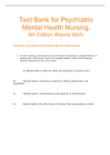 Test Bank for Psychiatric Mental Health Nursing 8th Edition Wanda Mohr .
