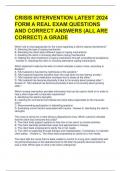 CRISIS INTERVENTION LATEST 2024 FORM A REAL EXAM QUESTIONS AND CORRECT ANSWERS &lpar;ALL ARE CORRECT&rpar; A GRADE 