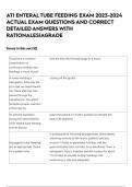 ATI ENTERAL TUBE FEEDING EXAM 2023-2024 ACTUAL EXAM 120 QUESTIONS AND CORRECT DETAILED ANSWERS WITH RATIONALES&vert;AGRADE