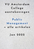 Alle colleges met artikelen Public Management - Vrije Universiteit Amsterdam 2022