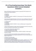 Ch 4 Psychopharmacology Test Bank Questions With Correct Detailed Answers&period;