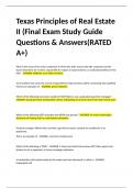 Texas Principles of Real Estate II &lpar;Final Exam Study Guide Questions & Answers&lpar;RATED A&plus;&rpar;